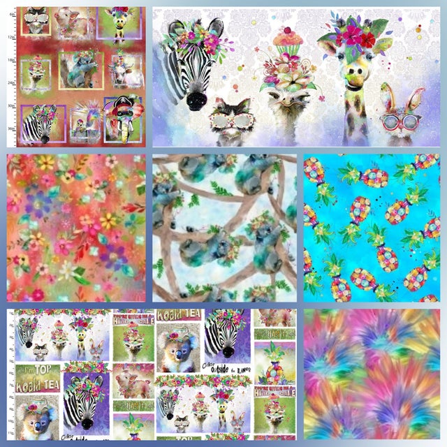 Pineapple Connie Haley 17321-TRQ-CTN-D Party Animals 3 Wishes Fabrics Turquoise